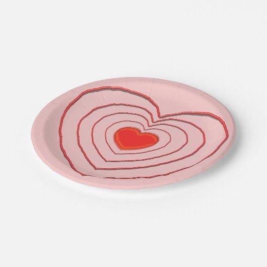 Papierplatte - Mehrere geschachtelte Herzen Pappteller (Schrägansicht)