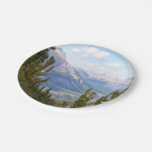 Papierplatte mit Bergszene Pappteller (Schrägansicht)