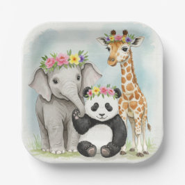 Papierplatte mit Blume Kronen Pappteller