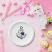Papierplatte mit Blumenanker Pappteller (Party)