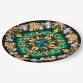 Papierplatte mit brasilianischem Farbdesign Pappteller (Schrägansicht)