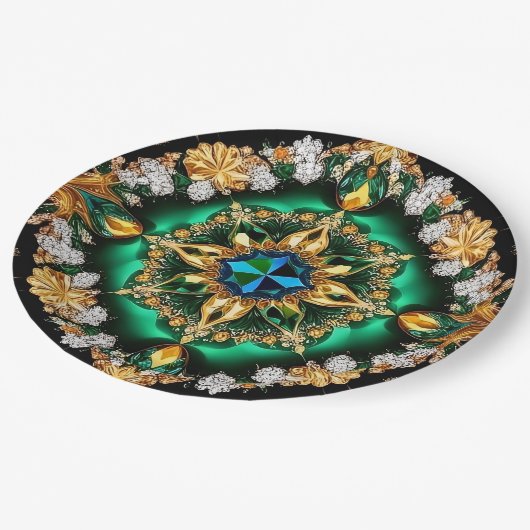 Papierplatte mit brasilianischem Farbdesign Pappteller (Schrägansicht)