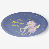 Papierplatte mit dem Bild eines sanften Einhorns Pappteller (Schrägansicht)