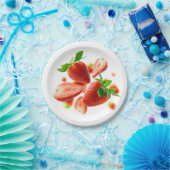 Papierplatte mit Erdbeeren Pappteller (Party)