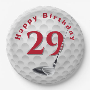 Papierplatte mit Golfball-Design zum 29. Geburtsta Pappteller