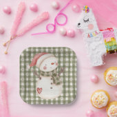 Papierplatte mit Niedlichem Muster und Schneemann Pappteller (Party)