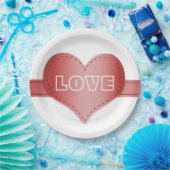 Papierplatte mit RIbbon aus rotem Herzen Pappteller (Party)