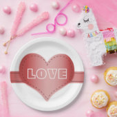 Papierplatte mit RIbbon aus rotem Herzen Pappteller (Party)