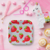 Papierplatte mit roter Erdbeerausführung Pappteller (Party)