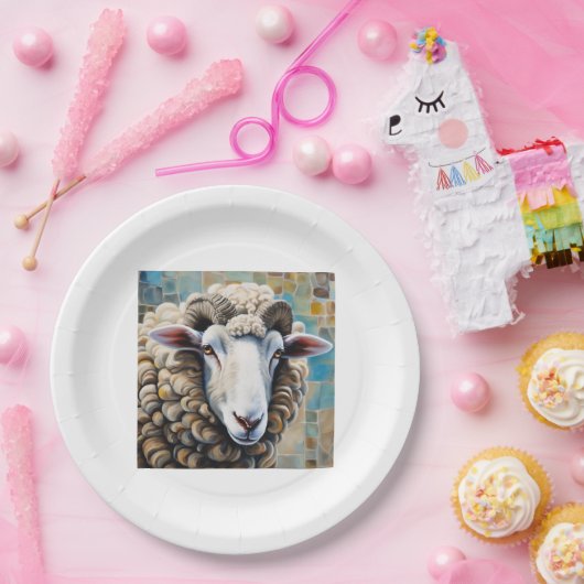 Papierplatte mit Schafmotiv Pappteller (Party)