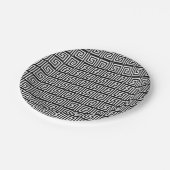 Papierplatte mit Schwarz-Weiß-Griechisch-Schlüssel Pappteller (Schrägansicht)