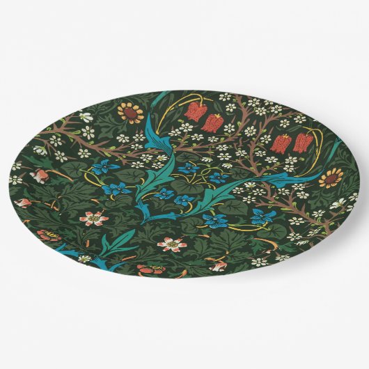 PAPIERPLATTE MIT WILLIAM MORRIS "TULIPS"-DESIGN PAPPTELLER (Schrägansicht)