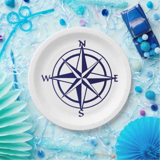 Papierplatte - Nautischer Kompass Pappteller (Party)