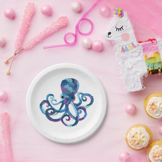 Papierplatte Octopus Wasserfarbe Pappteller (Party)