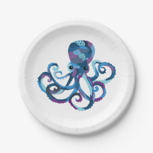 Papierplatte Octopus Wasserfarbe Pappteller