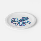 Papierplatte Octopus Wasserfarbe Pappteller (Schrägansicht)