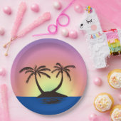 Papierplatte - Palm Island bei Sunset Pappteller (Party)