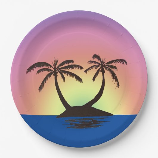 Papierplatte - Palm Island bei Sunset Pappteller (Vorderseite)