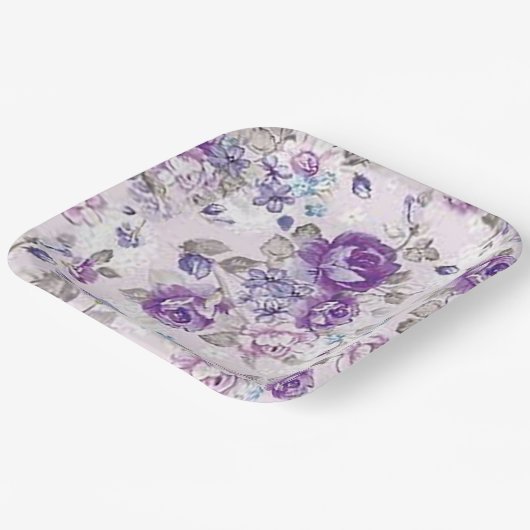 Papierplatte "Periwinkle floral design" Pappteller (Gewinkelt)