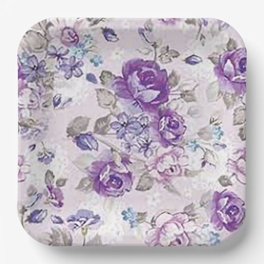 Papierplatte "Periwinkle floral design" Pappteller (Vorderseite)