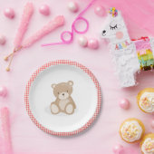 Papierplatte Picnic Teddy Bear Red Gingham Birthda Pappteller (Party)