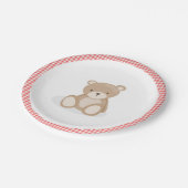 Papierplatte Picnic Teddy Bear Red Gingham Birthda Pappteller (Schrägansicht)