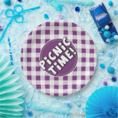 Papierplatte Picnic Time Lila Gingham Muster Pappteller (Party)