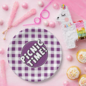 Papierplatte Picnic Time Lila Gingham Muster Pappteller (Party)