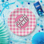 Papierplatte Picnic Time Pink Gingham Muster Pappteller (Party)