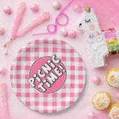 Papierplatte Picnic Time Pink Gingham Muster Pappteller (Party)