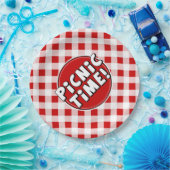Papierplatte Picnic Time Red Gingham Muster Pappteller (Party)