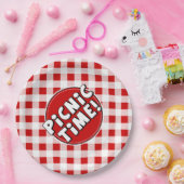 Papierplatte Picnic Time Red Gingham Muster Pappteller (Party)
