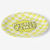 Papierplatte Picnic Time Yellow Gingham Pappteller (Schrägansicht)