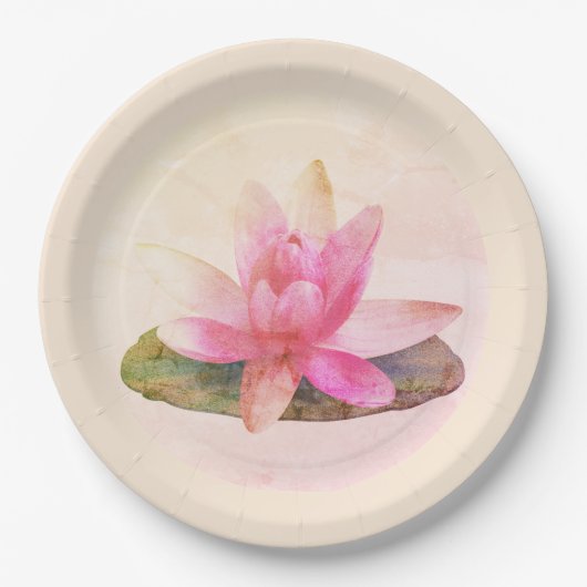 PAPIERPLATTE: PINK LOTUS PAPPTELLER (Vorderseite)
