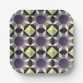 Papierplatte - Quiltmuster in Grün und Blau Pappteller (Vorderseite)