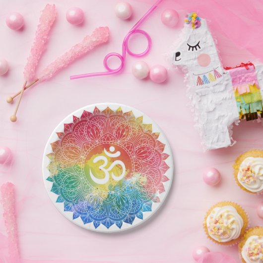 PAPIERPLATTE: RAINBOW MANDALA PAPPTELLER (Party)