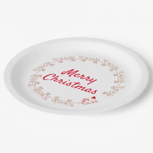 Papierplatte - Rentier-Power Pappteller (Schrägansicht)