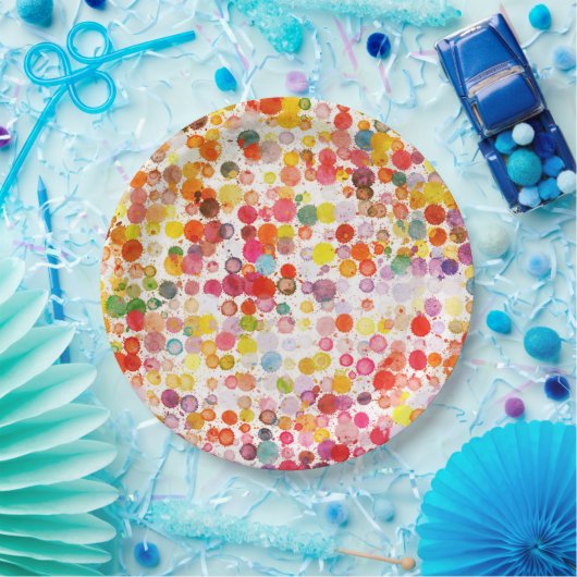 Papierplatte Retro Art Paint Regenbogen Pappteller (Party)