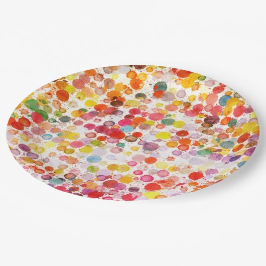Papierplatte Retro Art Paint Regenbogen Pappteller (Schrägansicht)