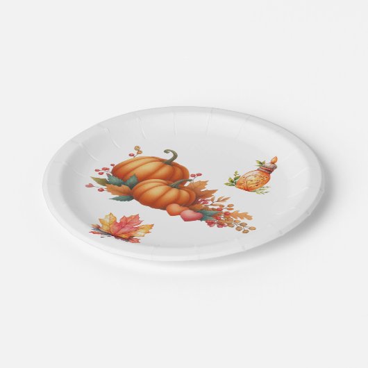 Papierplatte Rustikale Herbstdusche Teller (Schrägansicht)