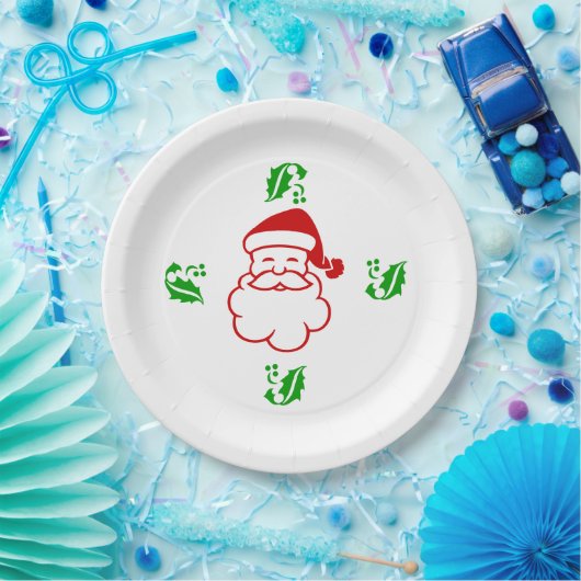 Papierplatte - Santa und Holly Pappteller (Party)
