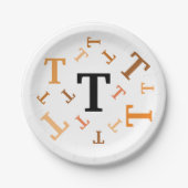 Papierplatte - Schallzeichen in Orange und Braun Pappteller (Vorderseite)