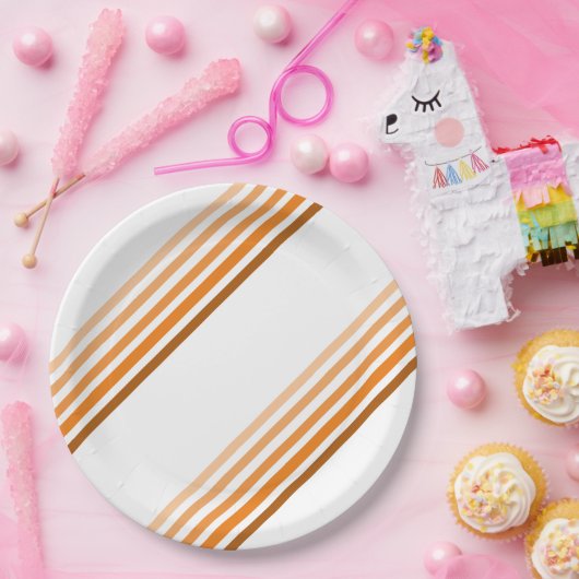 Papierplatte - Schatten der orangen diagonalen Str Pappteller (Party)