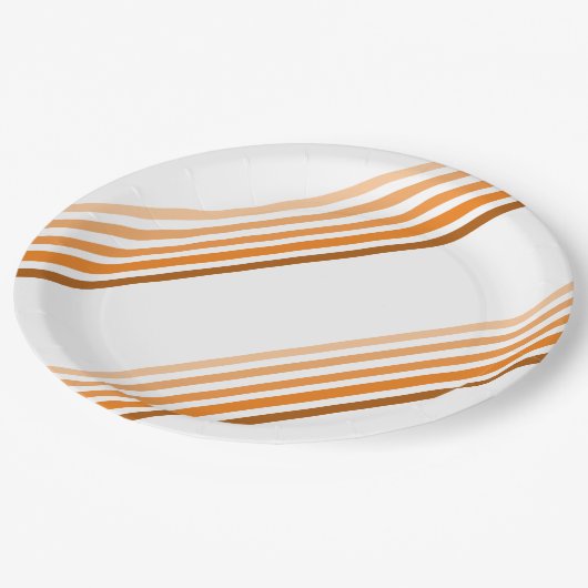 Papierplatte - Schatten der orangen diagonalen Str Pappteller (Schrägansicht)