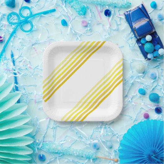 Papierplatte - Schatten gelber Diagonalstreifen Pappteller (Party)