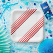 Papierplatte - Schatten roter, diagonaler Streifen Pappteller (Party)