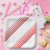 Papierplatte - Schatten roter, diagonaler Streifen Pappteller (Party)