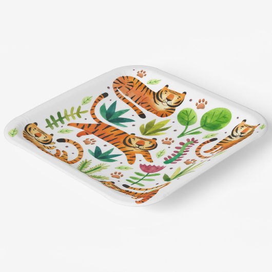 PAPIERPLATTE: SPIELTIGERE PAPPTELLER (Gewinkelt)