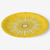 Papierplatte - Sternmuster in Gelb Pappteller (Schrägansicht)