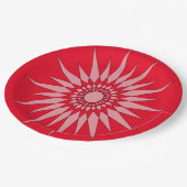 Papierplatte - Sternmuster in Rot Pappteller (Schrägansicht)